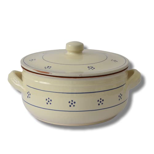 Colì, Tegame in terracotta con Coperchio, Tegame Artigianale, Disegno Stelle, Diametro 20 cm