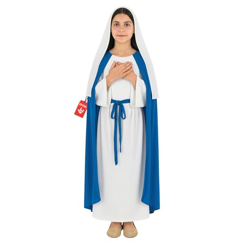 Fun Shack Traje virgem maria menina, fato presépio natal, disfarces para carnaval e Halloween, L