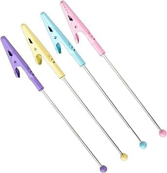 4Pcs Multicolour Stochastic Metal Wire Alligator Clip Metal Note Clip Long-Tailed Alligator Clamp Photo Holder Clip for Card,14.1 * 1.2cm Memo Holders Desk Accessories and Workspace Organizers