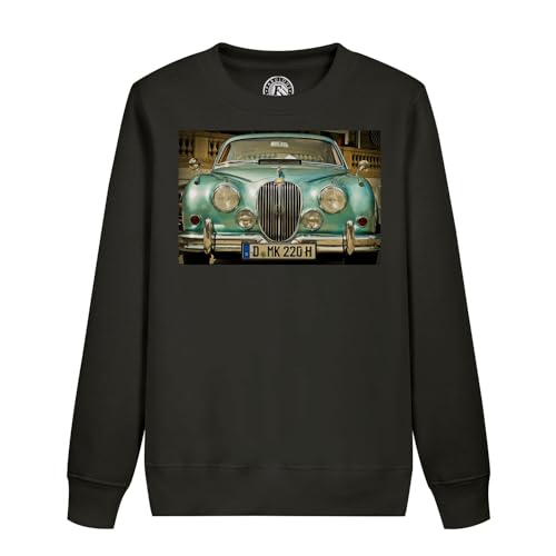 Sweatshirt enfant voiture vintage sport vert d'eau 1960 vêtement coton molleton