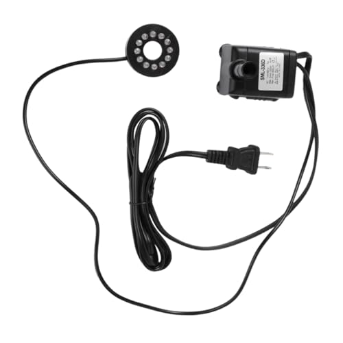 Healifty 1pc Submersible Water Pump with LED Light Rockery Fogger for Aquariums Fountains and Hydroponic Systems Easy to Install US Plug