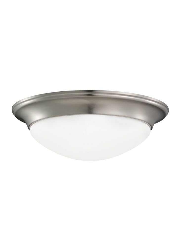 Sea Gull Lighting 75435EN3-962 Nash Two-Light Flush Mount Ceiling Light with Satin Etched Glass Diffuser, Brushed Nickel Finish