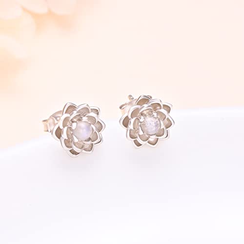 Moonstone Lotus Jewelry Set 925 Sterling Silver Lotus Flower Ring Engraved True Love Waits Natural Healing Buddha Spiritual Yoga Lotus Jewelry Set Gifts for Women3