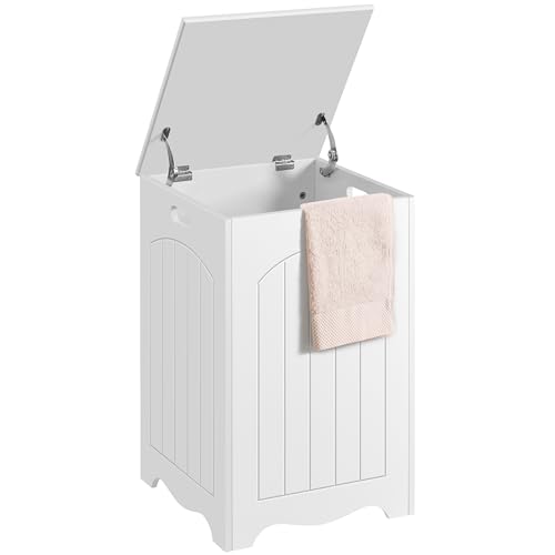 Yaheetech White Bathroom Laundry Basket Large Bin Wooden Storage Home Organizer Hamper with Lid