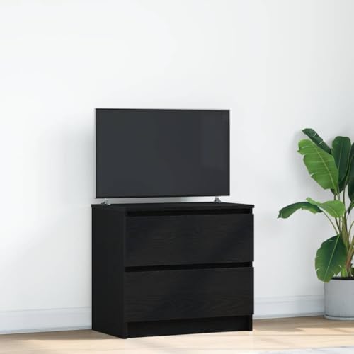 Generisch TV Schrank, Raumteiler Schrank mit Schubladen und Ablagefläche, praktisches Lowboard für Geräte Bücher Dekoration, TV Möbel für Wohnzimmer Schlafzimmer (Schwarz, 60 cm)