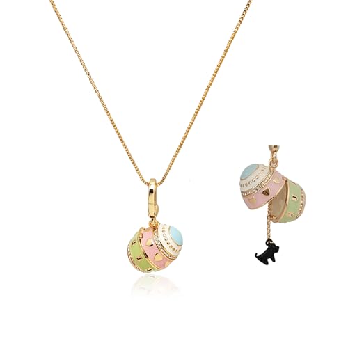 Easter Egg Necklace for Girls - Openable Enamel Pendant with Hidden Dog Charm, 2-in-1 Keychain & Bag Charm, Lead-Free Zinc Alloy Easter & Birthday Gift，Graduation Gift