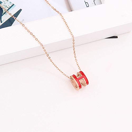 Preisvergleich Produktbild Unisex Halskette 18 Karat Roségold Schlüsselbeinkette, Einfache Persönlichkeit Anhänger Titan Stahlkette-K6