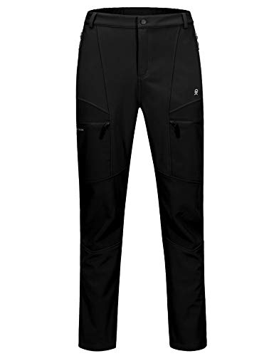 Little Donkey Andy Men's Fleece Lined Ski Snow Pants, Winter Windproof Softshell Pants, Warm and Water Repellentt Black M