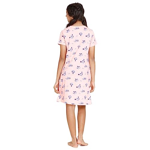 Image of Zivame Mickey & Friends Knit Cotton Knee Length Nightdress - Lemon Drop