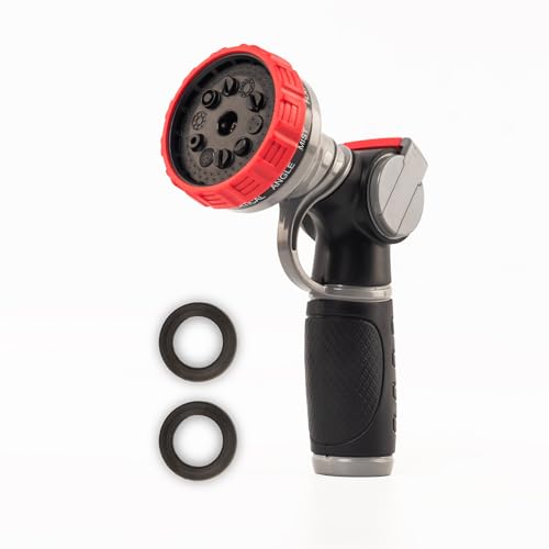 Garden Hose Nozzle, Heavy-Duty Metal Spray Nozzle, Multi-Pattern Water...