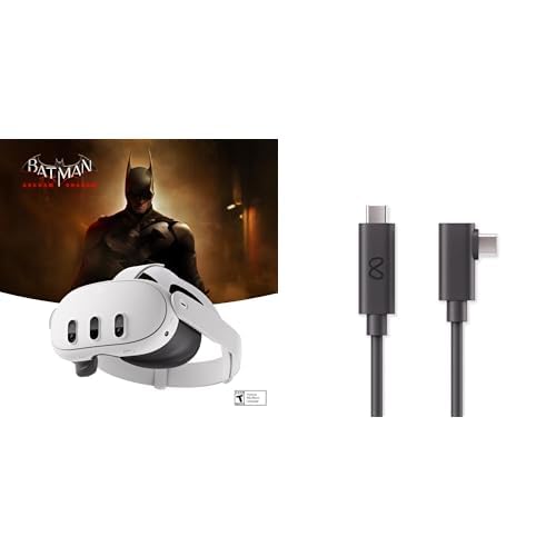 Meta Quest 3 512GB Mixed Reality Headset with Batman: Arkham Shadow, 3-Month Meta Horizon+ Trial & 16FT Link Cable - Quest 3 512GB + Link Cable - Streamer Bundle