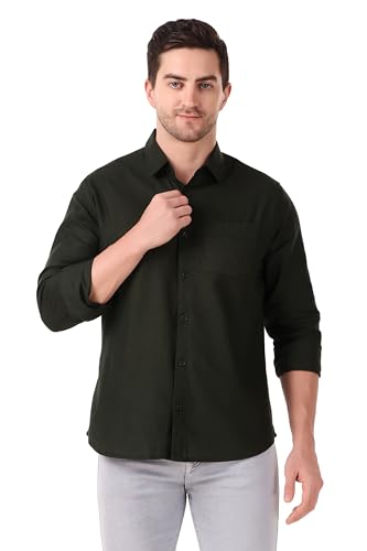 Image of Patrinus Pure Linen Mandarin Collar Full Sleeve Shirt