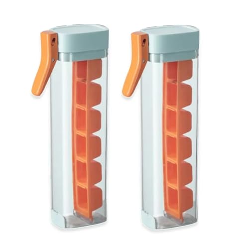 Generchin 2 Piezas Enrejado de Hielo Presionado con una Mano Fácil de Liberar Congelar 6 Compartimentos Molde de Hielo Moldes de Hielo Pequeños Caseros,C