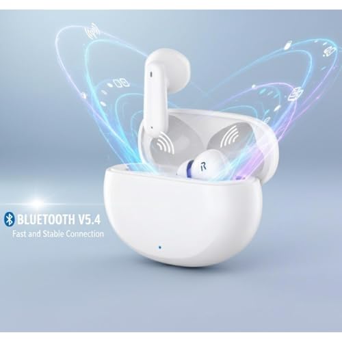Image of Buds 3 TWS with ENC Bluetooth V5.4 Wireless Headphones, 40Hrs Playtime, Deep Bass, Low Latency, Stereo Calls, Snug-fit Earbuds, Smooth Touch Control & Fast Charging (White)