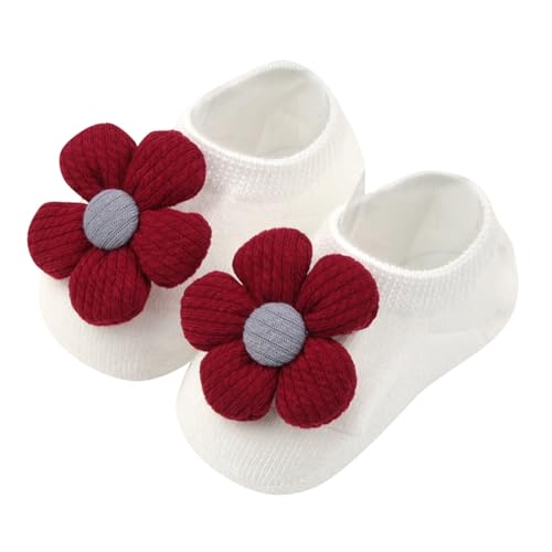 BAHREL Baby Non Slip Grip Socks Baby Girl Socks Look Like Shoe Toddler Ant-Slip Socks with Grips Cute Bows Floor Shoes Socks (Color : Safflower, Size : 0-12 Months)