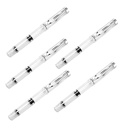 jojofuny 5個 詰め替え可能な水彩筆ペン 軽量ポータブル透明ボディ 耐久性人工繊維製 書道やカリグラフィーに 学校 オフィス 自宅用