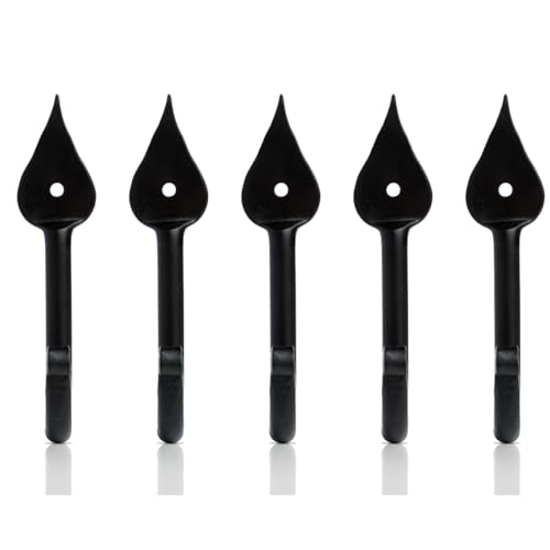 Fayesia Ganci da parete neri per appendere – ganci appendiabiti da parete in ferro forgiato a mano – ideali per chiavi, cappelli, accappatoi, ecc. – Gancio multiuso singolo – Viti incluse – Set di 5