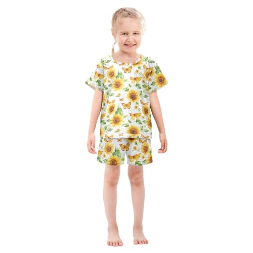 Butterfly Sunflower Pajama Set Pajamas Sleepwear Nightwear Loungewear Clothes Set B0403977