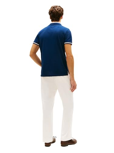 Image of Tommy Hilfiger Men's Short Sleeve Casual Polo Shirts in Regular Fit with Stretch and Contrast Collar Designs