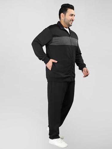 Image of CHKOKKO Men's Plus Size Winter Track Suit Zipper Set Black L,Sports Suit