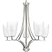 Progress Lighting Leap Collection 5-Light Etched Opal Glass Modern Chandelier Light Brushed Nickel