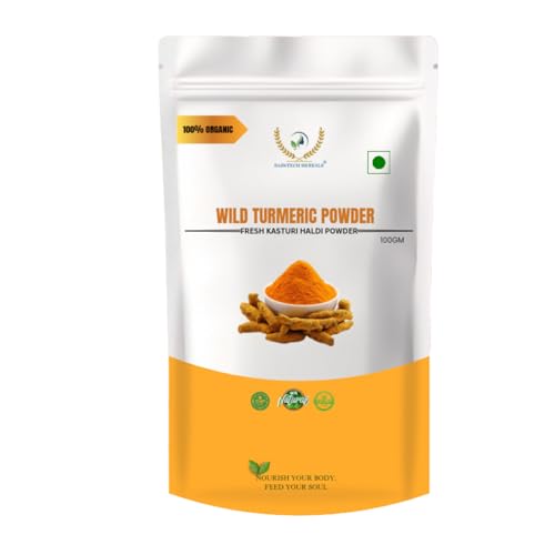 RAINTECH HERBALS Wild Turmeric Powder (Kasthuri Manjal) for Glowing Skin – 100g |Curcuma Aromatica | Natural Face Pack for Tan Removal, Pimples & Pigmentation