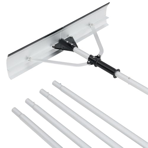 COSTWAY Schneeschaufel Dach mit Gummielippe & klappbarem Schneeschild, Schneeräumer aus Aluminium, Dachräumer mit Teleskopstange, Schneeschieber, Dachschneeräumer für Solaranlage