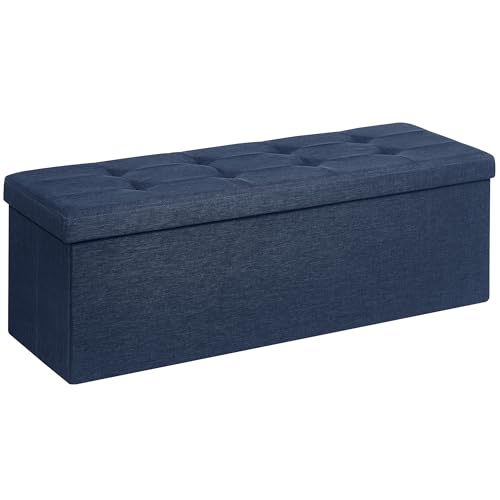Infantiles, Sports SONGMICS Banco de Almacenamiento, Baúl, Caja de Almacenamiento, Plegable, Carga de 300 kg, 120 L, 110 x 38 x 38 cm, con Separador, Tela de Imitación Lino,...