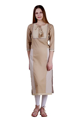 Spendworth Earthy Colour Block Hand Embroidered Bead Work Straight Kurti with Multi Colour Hand Made Tassles Beige Spendworth Earthy Colour Block Hand Embroidered Bead Work Straight Kurti with Multi Colour Hand Made Tassles Beige
