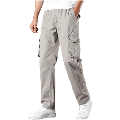 Mens Cargo Pants Casual Hiking Loose Fit Outdoor Sports Jogger with Multi Pockets Classic Sweatpant Straight Trousers