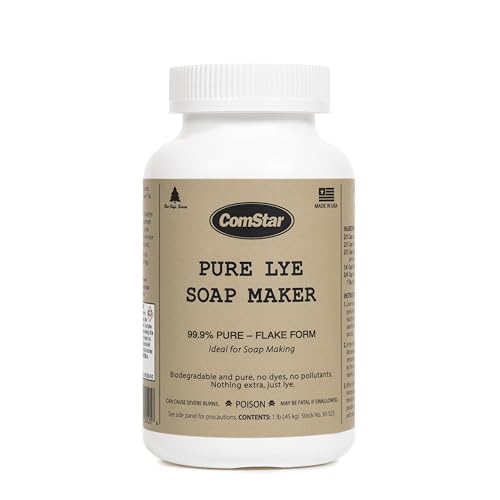 ComStar Pure Lye Flakes | 1 Pound 99% Pure Sodium Hydroxide Flakes Ideal for Soap Making Food Prep Cleaning and More (30-525)