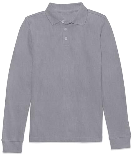 Image of Classroom Uniforms Long Sleeve Pique Polo T-Shirt for Men and Women CR835X, 3XL, Heather Gray