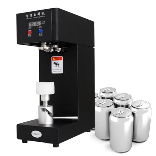 Commercial Can Sealing Machine, 180W Electric Cup Sealer with LCD Display, 2.2” Diameter & 3.7”-7.9” Height Adjustable, Automatic Beverage Sealer for Juice, Bubble Tea, Beer,Black