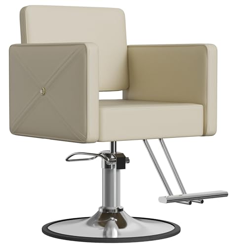 LOUVIXA Beige-Silver Hydraulic Chair