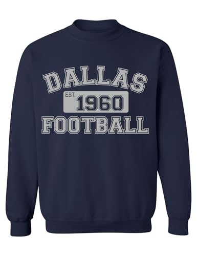 ALLNTRENDS Football Est.1960 Vintage Dallas Style Americas Team Adult Hoodie Sweatshirt (3XL Sweatshirt Navy Blue)