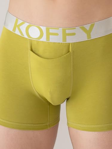 Image of KOFFY Men's Malleable Cotton Lycra Long Trunk with Minus Cutting Pouch I Wrinkle Free I Moisture Wicking Technology