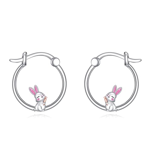 Boucles d'oreilles lapin argent 925 créoles haut de gamme bijou