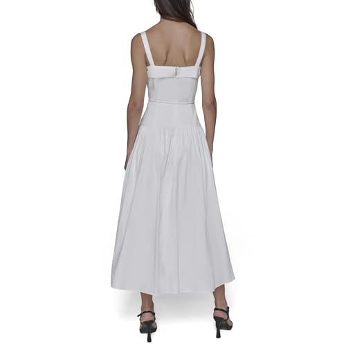 Image of Karl Lagerfeld Women's Sleeveless Square Neck Drope Waist Maxi Dress with Rope Belt