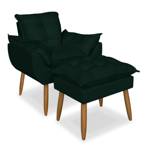 Poltrona Amamentação com Puff Pés Palito (Verde)