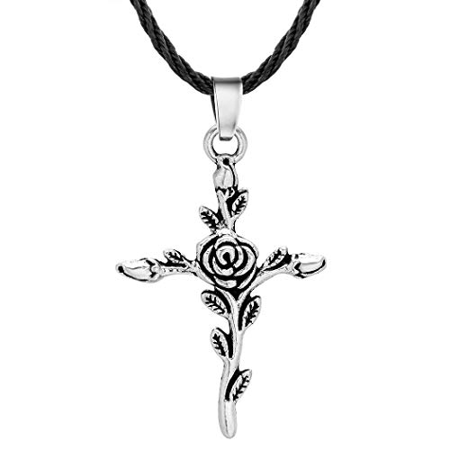 Preisvergleich Produktbild Vikinger-Halskette mit Rosenkreuz, Antik-Silber