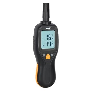TFA Dostmann Igrometro professionale, misuratore di umidità digitale, 31.1066.01, veloce, preciso, da -50 a +70 °C, precisione 0,3 °C, termometro, funzione max min, retroilluminazione, nero