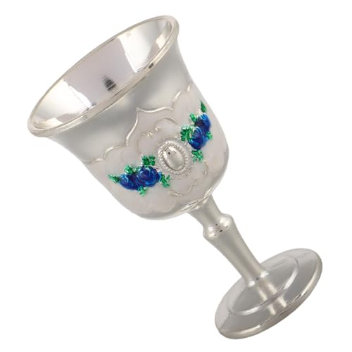 WEKADRIN Copa De Vino Relieve Floral De Metal Estilo Europeo Copa Medieval Vintage para Decoración De Hogar y Uso Ceremonial