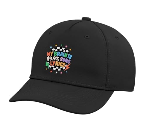 My Brain is 99.9% Song Lyrics Song Lyrics Music Lover Singer Adjustable Printed Baseball Hat, Black