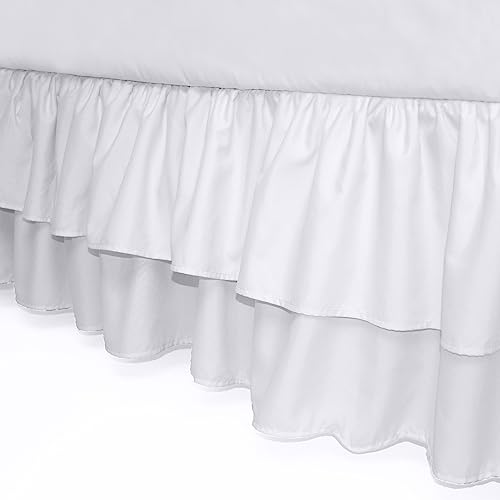 American Baby Company Double Layer Ruffled Crib Skirt, White, for Boys and Girls, 1 Count (Pack of 1)