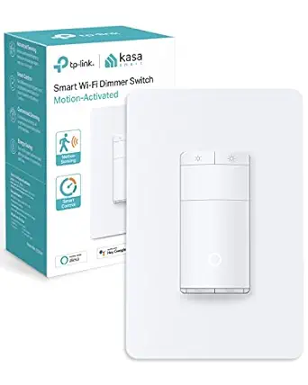 Kasa Smart Motion Sensor Dimmer Light Switch, Single Pole, Requires Neutral Wire, 2.4GHz Wi-Fi, Compatible with Alexa & Google Assistant, UL Certified, No Hub Needed (ES20M) White 1-Pack