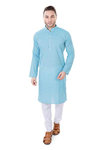 Image of LUCKWIN Men's Regular Fit Cotton Kurta Pyjama Set, Full-Sleeve, Mandarin Collared Neck, Ideal for Every Occasion, Cotton Made, Lightweight and Comfortable