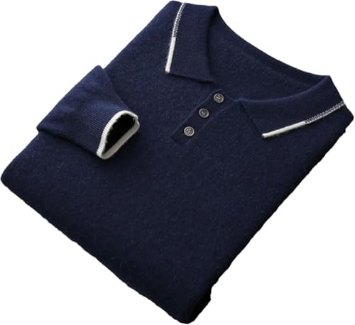 Men's Cashmere Polo Sweater Long Sleeve Pullover Fall Winter Casual Comfortable Warm Versatile Office Wear Knitwear Top