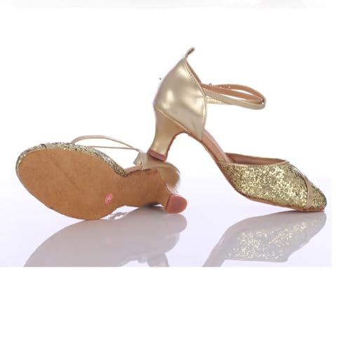 Chaussures de danse latine femmes à petits talons pailletés - 2