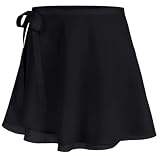 Ballet Skirt Women Chiffon Adjustable Waist Tie Wrap Skirts, Black, S
