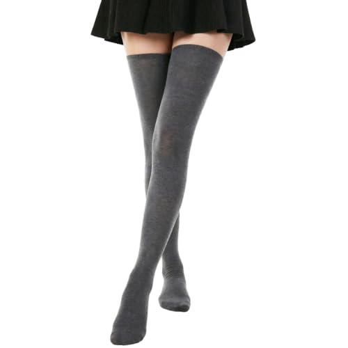 Image of DRESHOW Extra Long Thigh High Socks Long Boot Stockings Striped Over Knee Socks for Women Leg Warmers